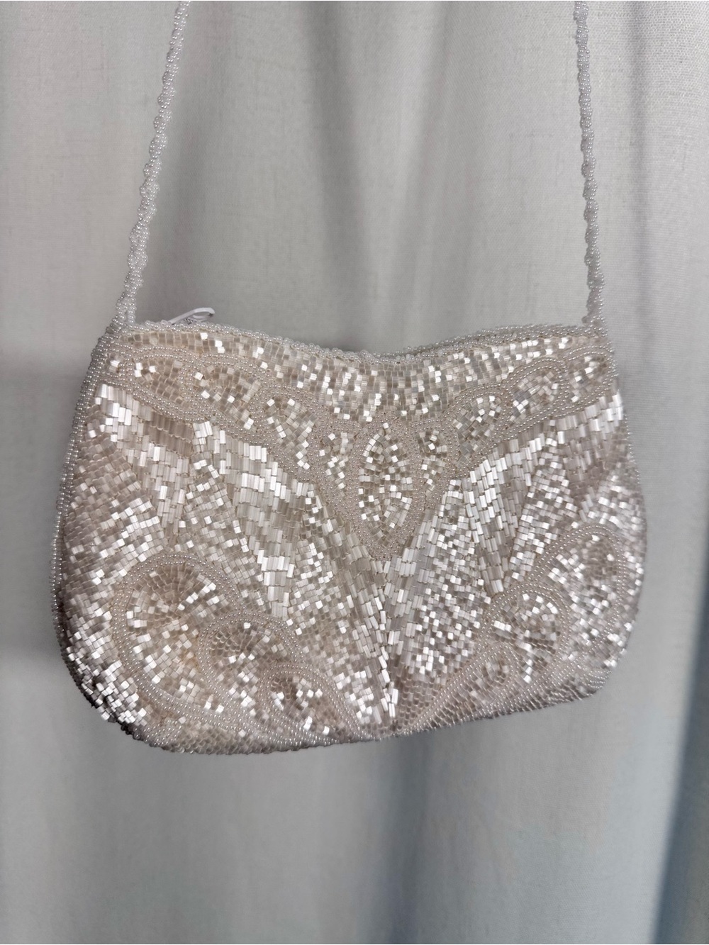 Vintage Delill Hand Beaded White Mini Bag